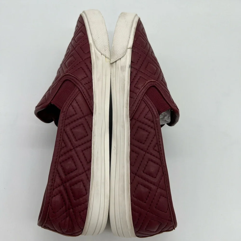 Tory Burch Womens Quilted Slip-On Sneakers Burgundy Wine Size 9 - Picture 7 of 14
